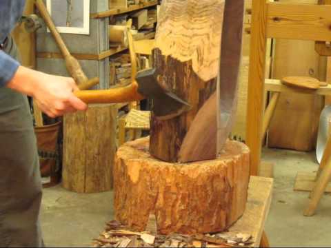 carving a bowl with adze, axe, gouge, and drawknife - youtube