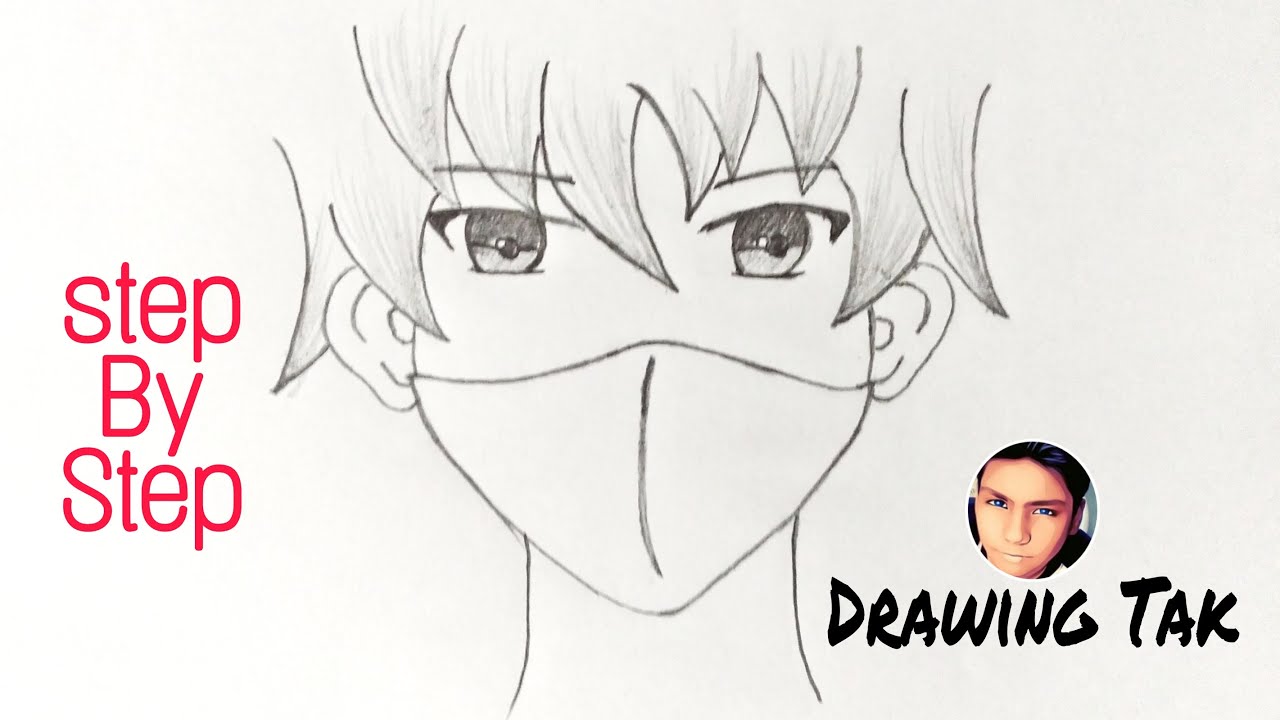 Easy anime drawing  how to draw anime boy wearing a mask easy step-by-step  