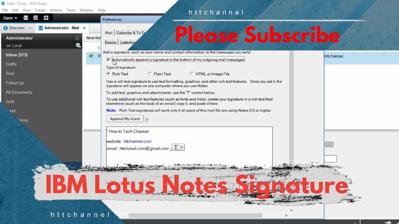  Update New How to Create Email Signature in IBM Notes 9 #httchannel