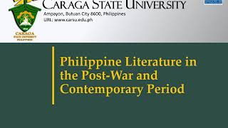 Lesson 5: Literature in the Postwar and Contemporary Period Lesson 5: Literature in the Postwar and Contemporary Period