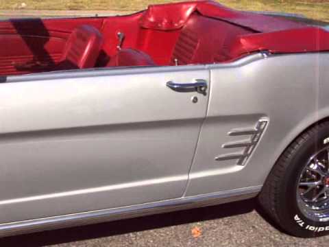 1966 Ford Mustang Convertible Silver With Red Interior For