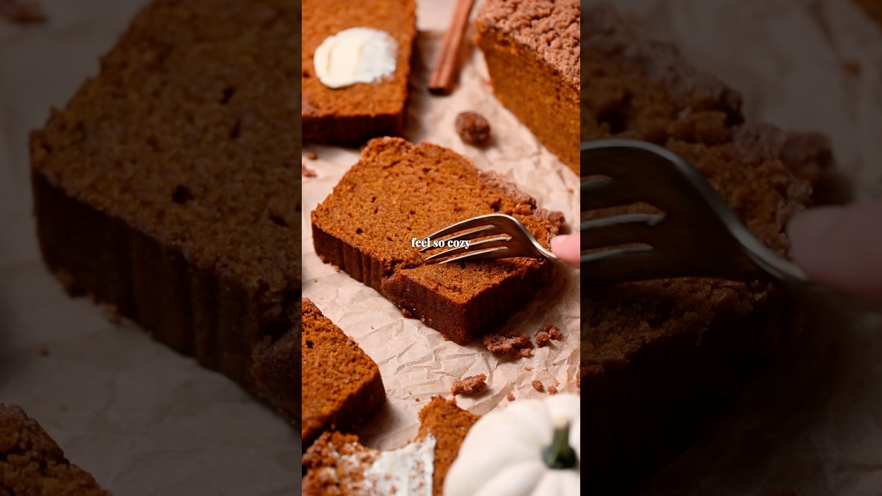No eggs needed for this fluffy vegan pumpkin bread with a sweet streusel topping