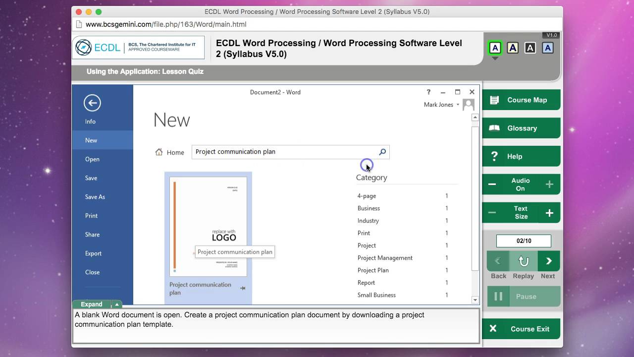 Using the training materials ECDL (Gemini) YouTube