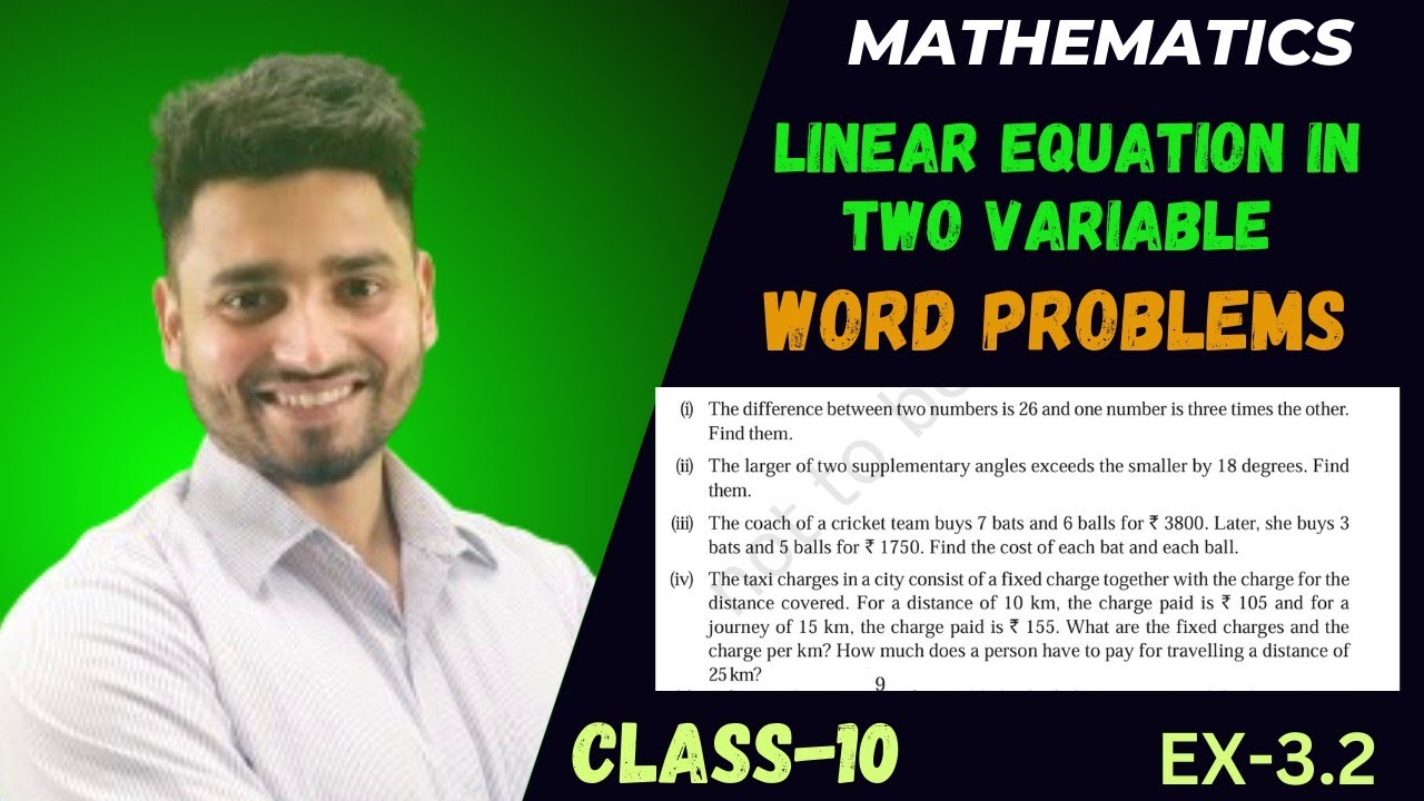 CLASS-10 || EX_3.2 word problem || LINEAR EQUATIONS IN TWO VARIABLES ...
