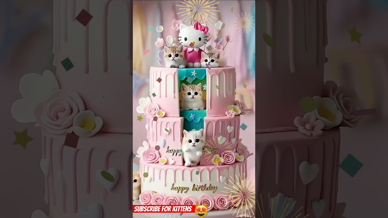 🎂😻 HELLO KITTY CAKE SURPRISE! - Colorful Kittens POP Out from 3-Tier Cake! 🌈💥❤️❤️❤️❤️🥰
