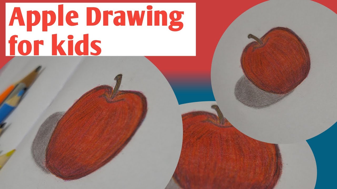 Apple 🍎 Drawing|Apple drawing for kids|How to draw apple Using colour ...