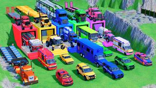 TRANSPORTING POLICE CARS, AMBULANCE, RESCUE TRUCK, FIRE ENGINE, BACKHOE LOADER TO GARAGE - FS22 screenshot 5