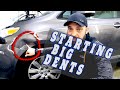 GNARLY Fender Dent Lesson - how to start BIG dents - PDR Tutorial