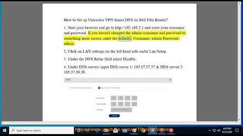 Set up Unlocator VPN Smart DNS on Bell Fibe Router (2023 Updated)