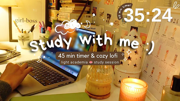Study with me l 45 min cozy jazz Lofi music light study session🎧 academia desk motivation to study
