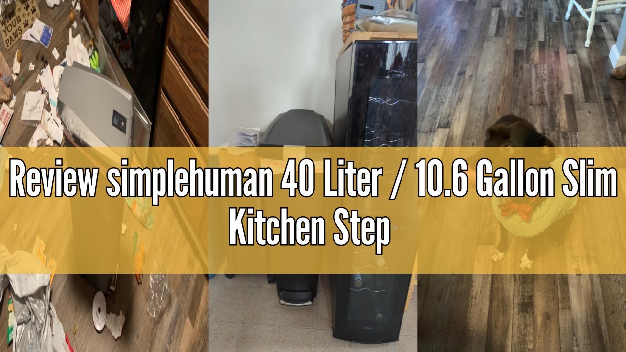 Review simplehuman 40 Liter / 10.6 Gallon Slim Kitchen Step Trash Can With Secure Slide Lock, Black