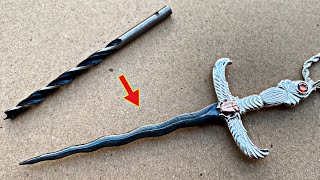 dagger pendant out of drill bit - making mini dagger