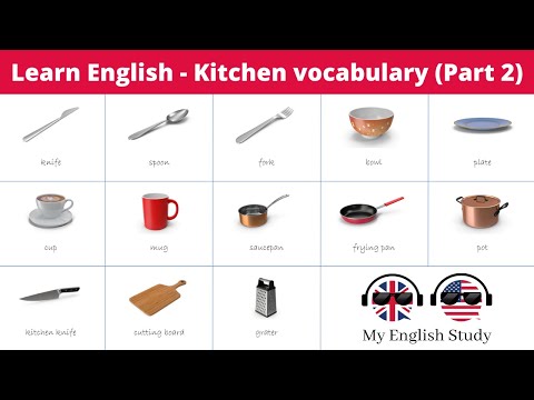 English Vocabulary - 100 KITCHEN ITEMS 