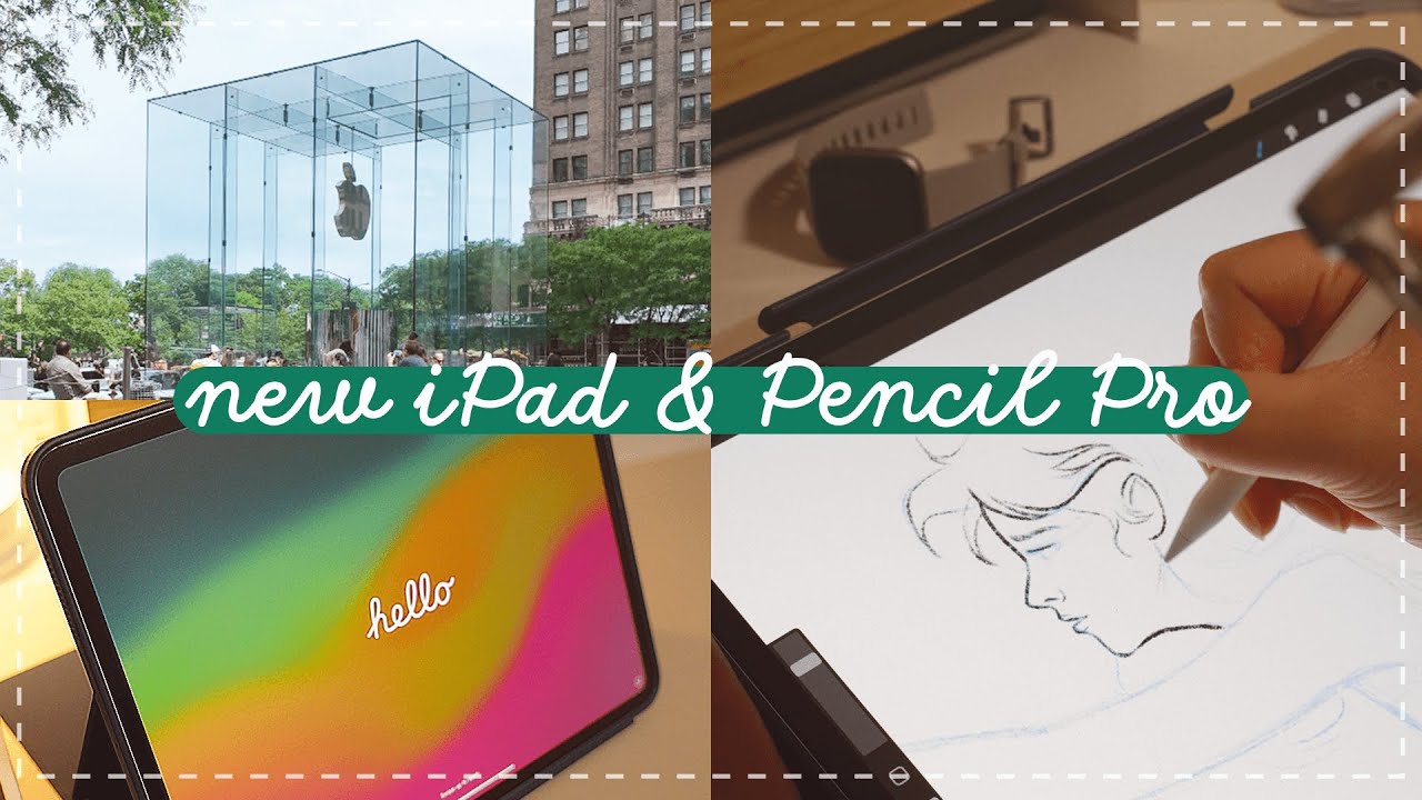 new iPad and Pencil Pro | going to the Apple Store, unboxing, drawing ...