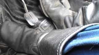 Pumping car pedals in yuft soviet navy boots