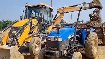 Jcb 3dx Backhoe Machine Loading Mud In Mahindra 415 DI Tractor and Newholland Tractor | Jcb Video