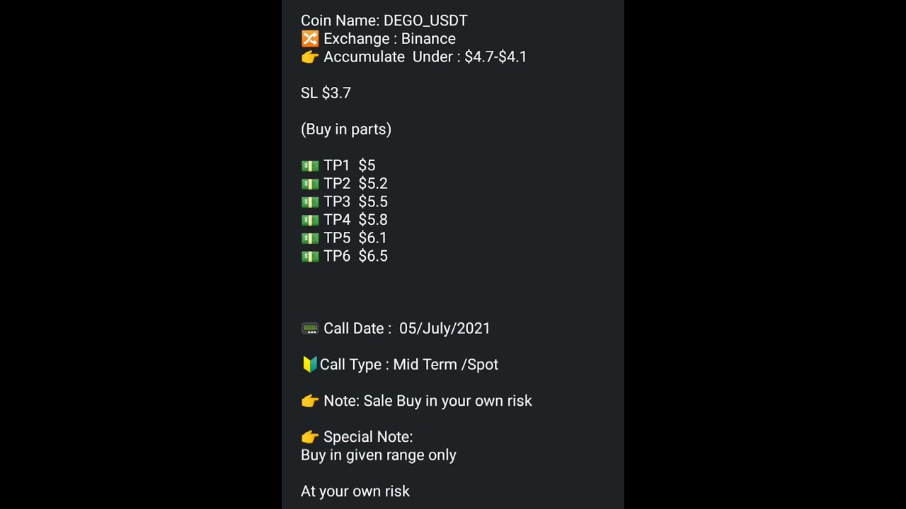 today crypto free signal daily 5july2021 DEGO/USDT