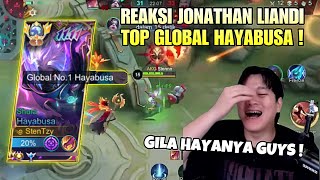 REAKSI JONATHAN LIANDI DUTA DARK SYSTEM LIHAT TOP 1 GLOBAL HAYABUSA ! Mobile Legends !