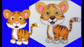 How to draw cute baby tiger cartoon step by step #CAMSTYLES