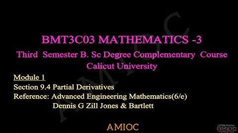 Third Semester Complementary Mathematics | 9.4 Partial Derivatives