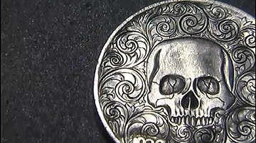 Hobo Nickel Skull Scroll Work Hand Engraved by Shaun Hughes