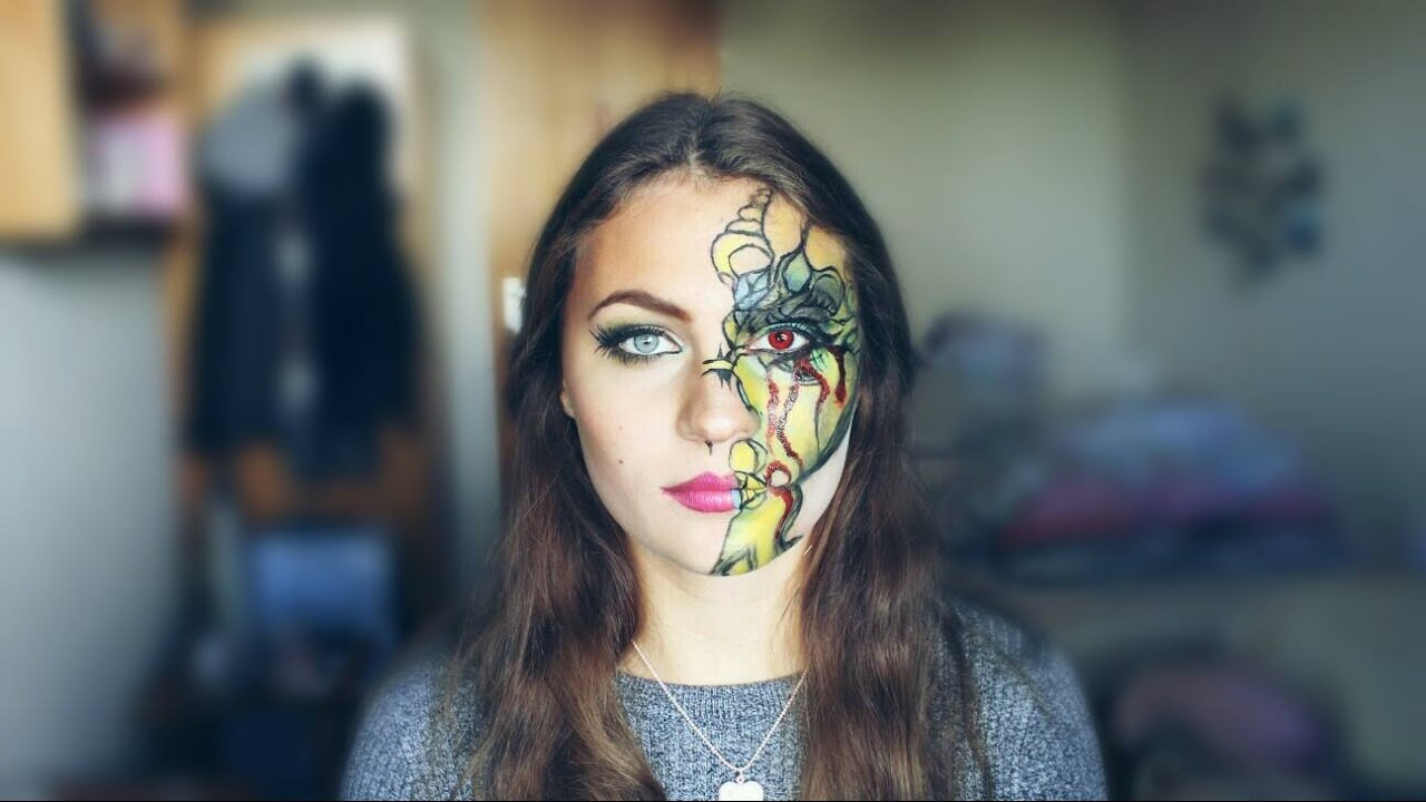 Halloween makeup half demon inspired by milk1422 YouTube