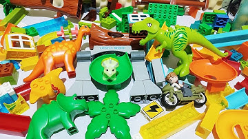 Satisfying Building Blocks Marble Run ASMR - Jungle JURASSIC WORLD Dinosaurs Course