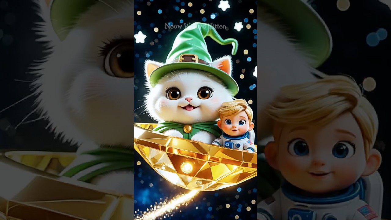 Tiny Wizard Kitten & Astronaut Boy Explore the Magical Space #shorts #cats #cute #animation