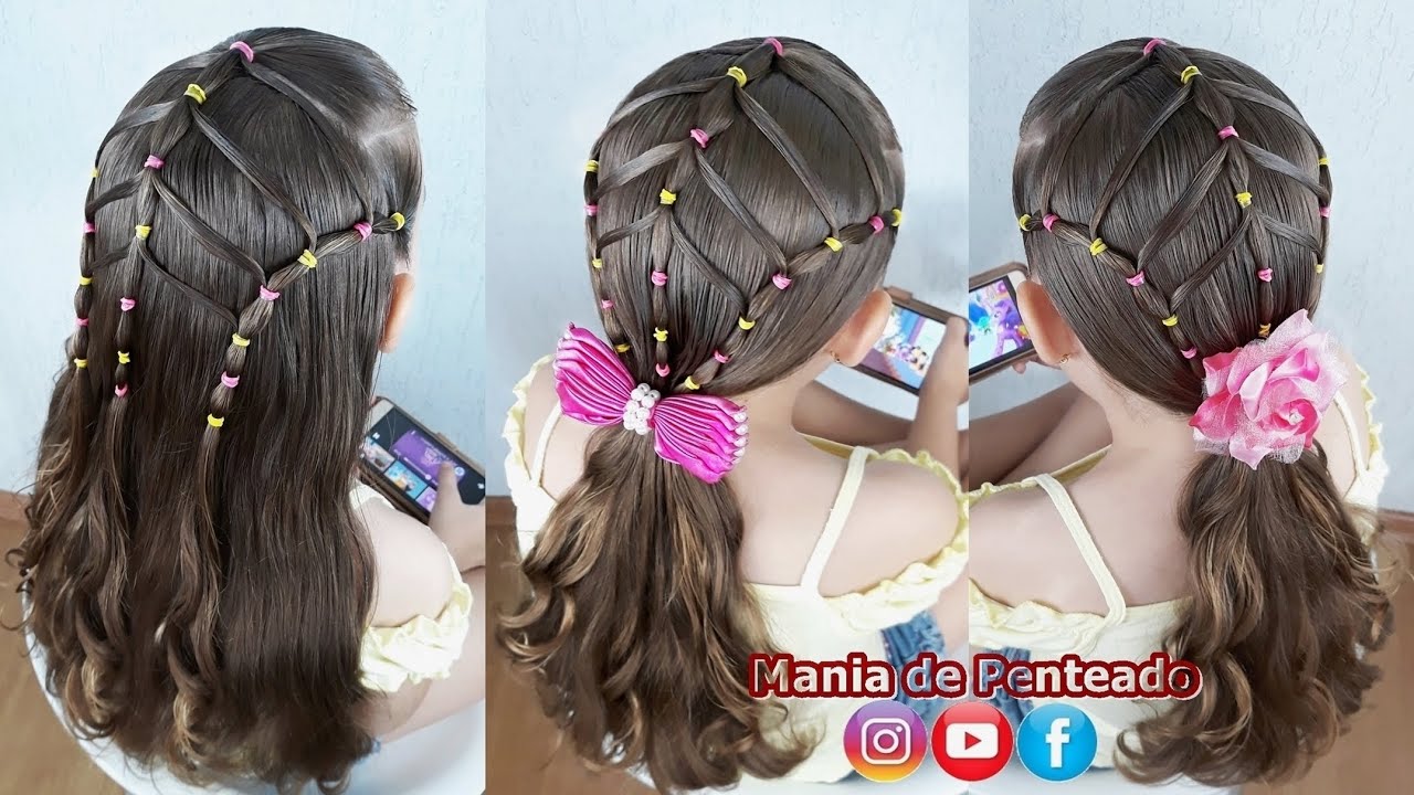 Penteado infantil  Girl hair dos, Kids hairstyles, Long hair styles