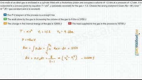 One mole of an ideal gas is enclosed in a cylinder fitted with a frictionless piston