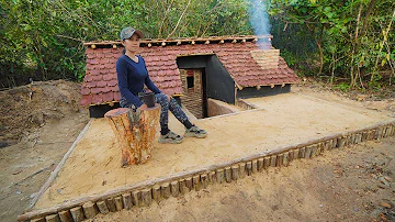 Crafting Complete Bushcraft Survival Underground Shelter , Clay Fireplace, Cooking And Overnight