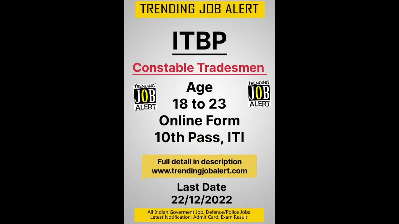 ITBP Tradesmen New Vacancy 2022 - Trending Job Alert