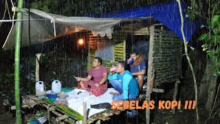 Camping hujan deras - memasang tajur dan rawai dimalam hari, tidur nyenyak di shelter alami - ASMR