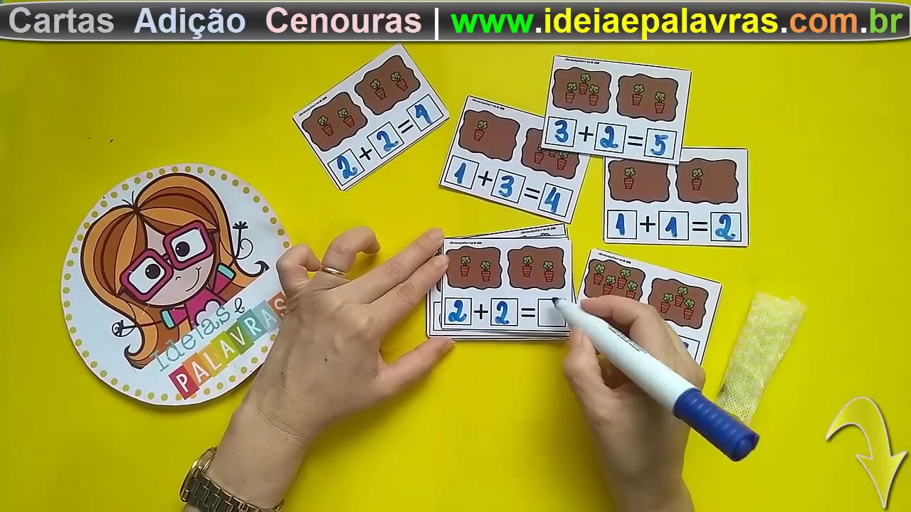 16 Cartas de Adição Cenouras, Jogo Pedagógico para Atividades de  Alfabetização Matemática, Ideias e Palavras