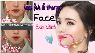 Top 10 Exercises To Lose Fat & Slim Down Face Slimming Every Day With Me Home Fitness Challenge