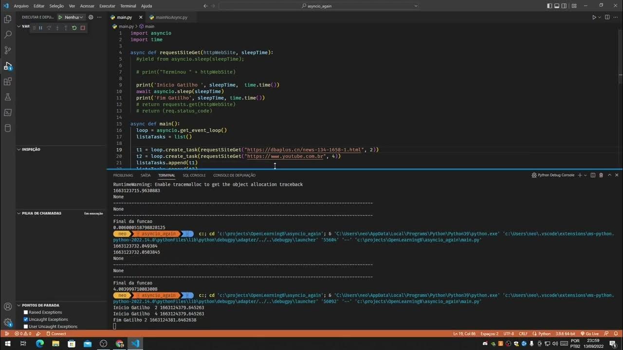 Função Async com Python - Múltiplas Tasks - YouTube