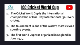 ICC Cricket World Cup | Cricket World Cup 2023 | Essay on a Cricket World Cup in English