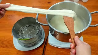 .Fromage mozzarella maison. طريقة عمل جبن الموزاريلا في البيت (ضروري حليب بقر مباشرة من ضرع البقرة)