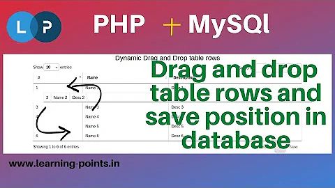 Drag and drop table rows and save position in database | Drag and drop update table rows using PHP.