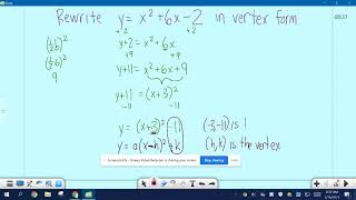 Vertex Form of a Quadratic Equation