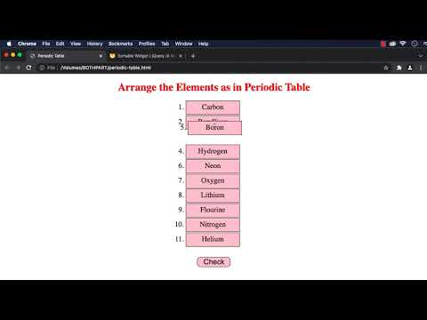 jQuery UI Project: Periodic Table Arrangement using jQuery UI's Sortable Interaction - Part 3