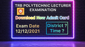 TRB Polytechnic Lecturer Examination/Download New Admit Card
