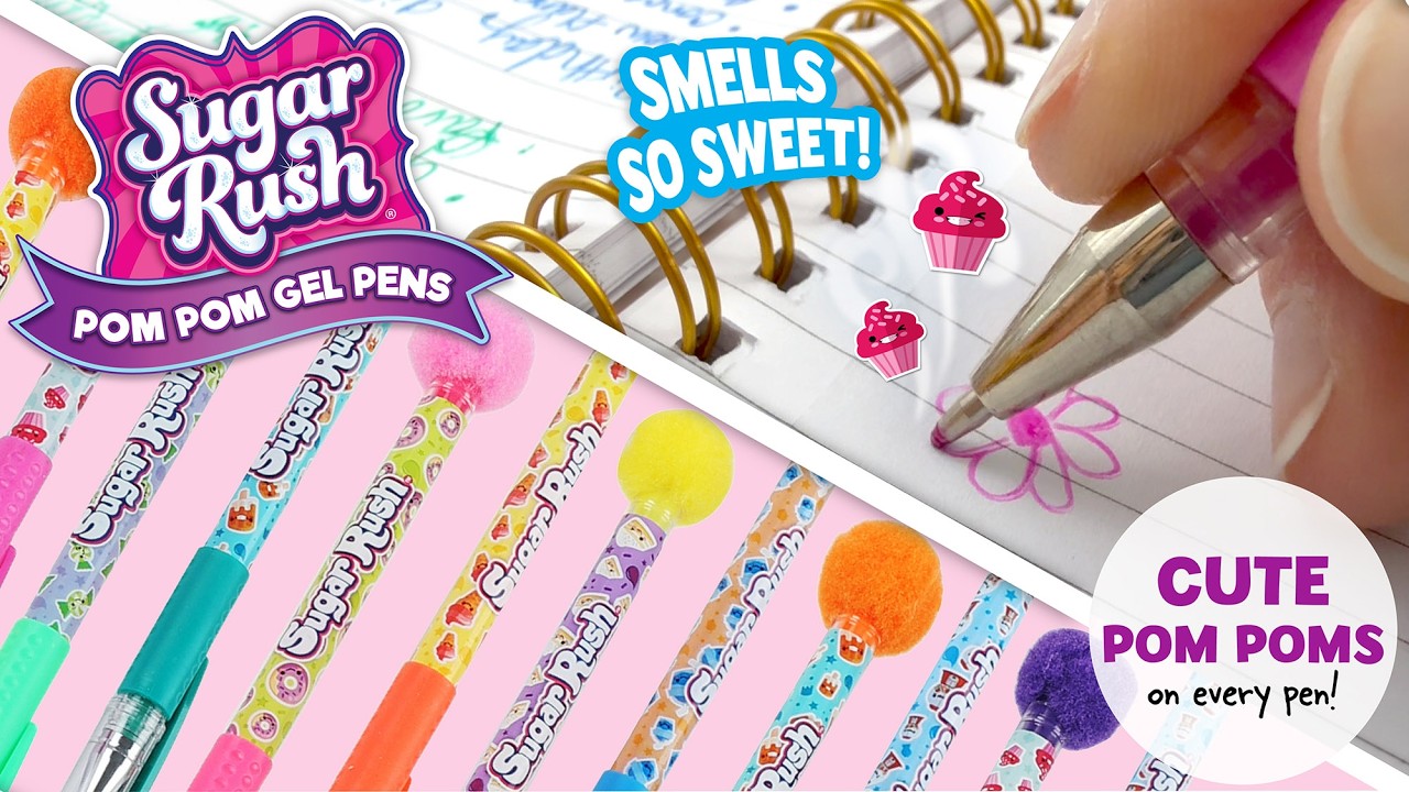 Sugar Rush Pom Pom Gel Pens 🍭 | 12 Candy-Scented Colors with Fluffy Fun!