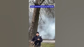 Ukrainian Soldier Shoots Down Wire-Guided Drone at Point-Blank Range