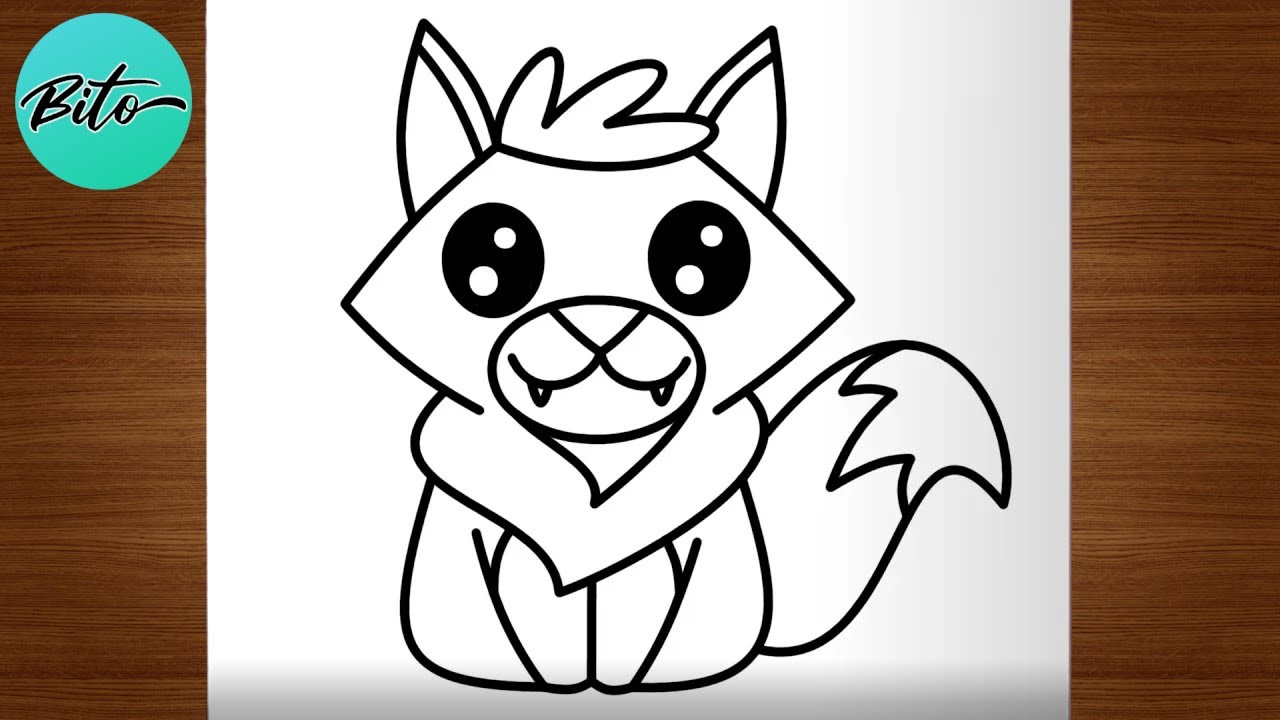 Como desenhar um LOBO GUARÁ KAWAII passo a passo, fácil e rápido - YouTube