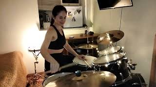 A quarter-note ride single backbeat pattern 