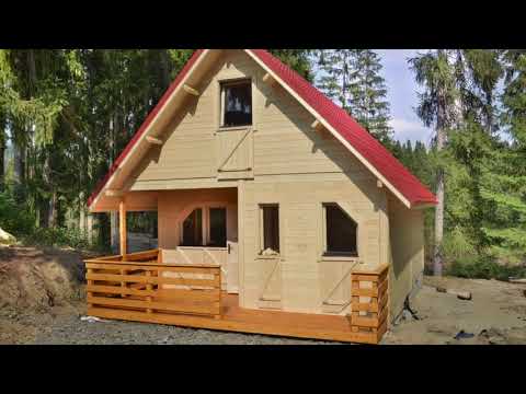 Video: Projekty Dřevěných Domů S Podkrovím (46 Fotografií): Stavba Vesnického Domu Ze Srubu S Arkýřem, Dřevěná Chata S Verandou
