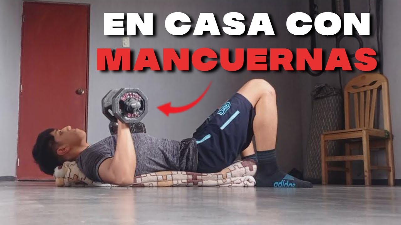 RUTINA CON MANCUERNAS EN CASA *empuje (pectoral, triceps, hombro) - YouTube