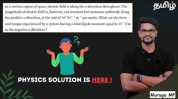 In a certain region of space, electric field is along the z-direction throughout. The magnitude of