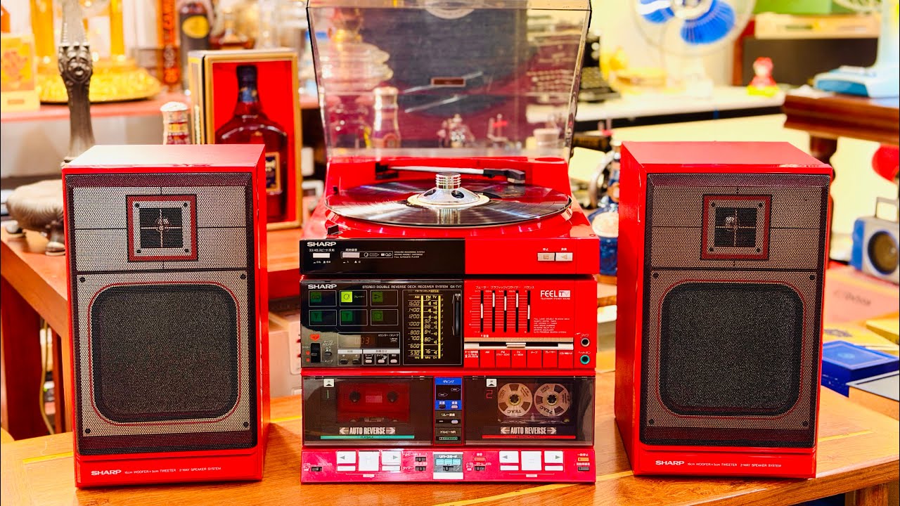 Details of the powerful Sharp GX-TV7 turntable system. Price: 15